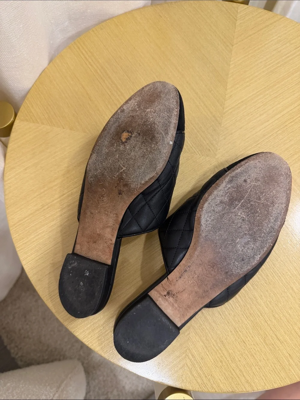 CHANEL Black Quilted Leather Slide Mules